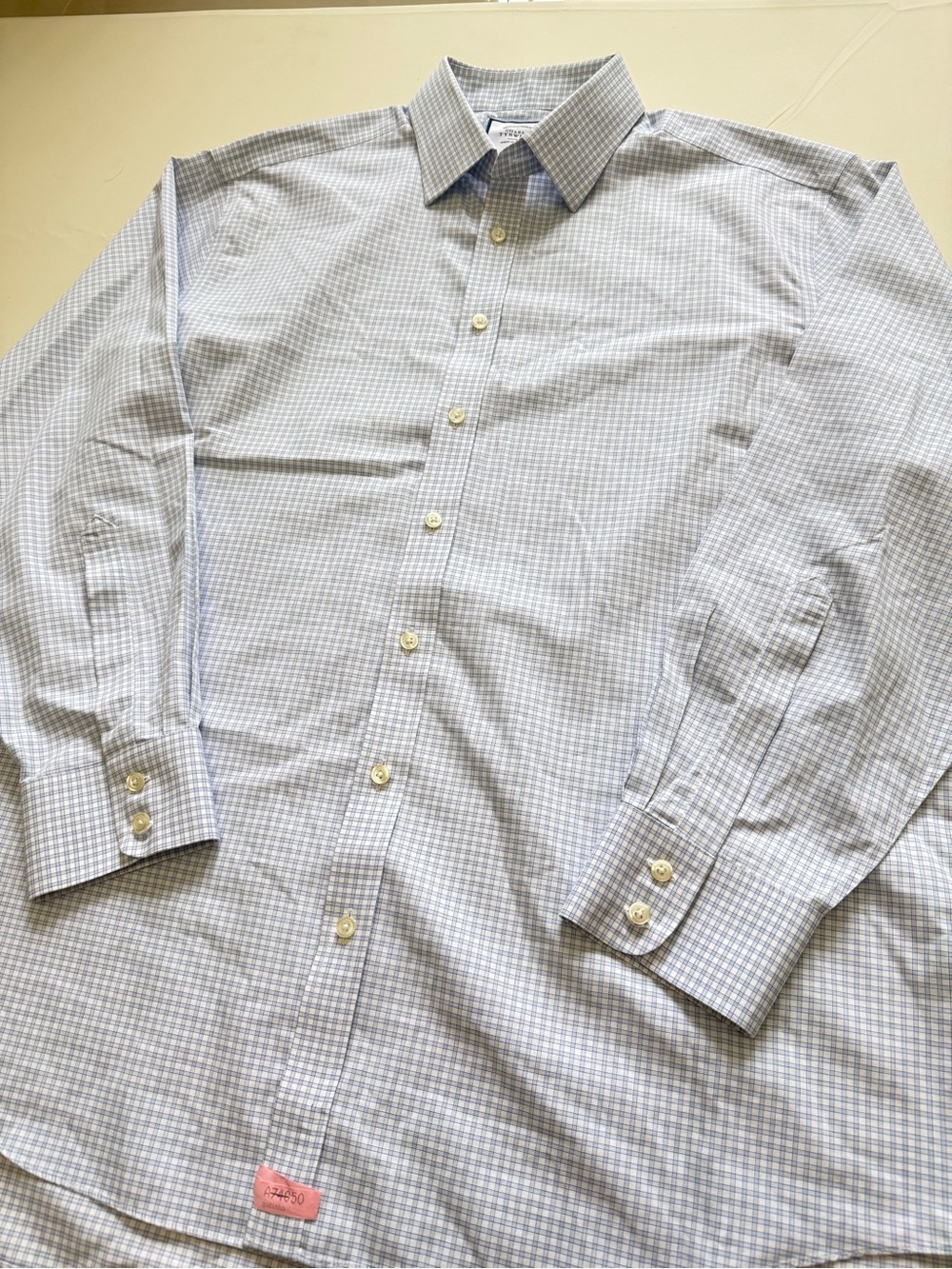 Men's Charles Tyrwhitt Light Blue Checked Dress Shirt - Classic Fit